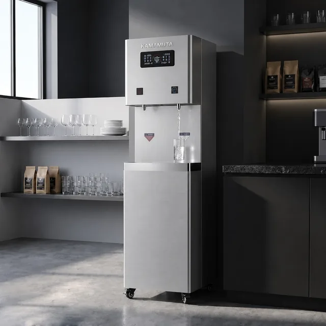 E600-S commercial RO water dispenser installed in a cafe pantry