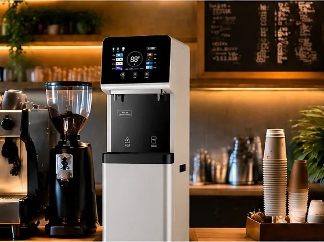 E600-S-Min commercial water dispenser in a cafe beverage station